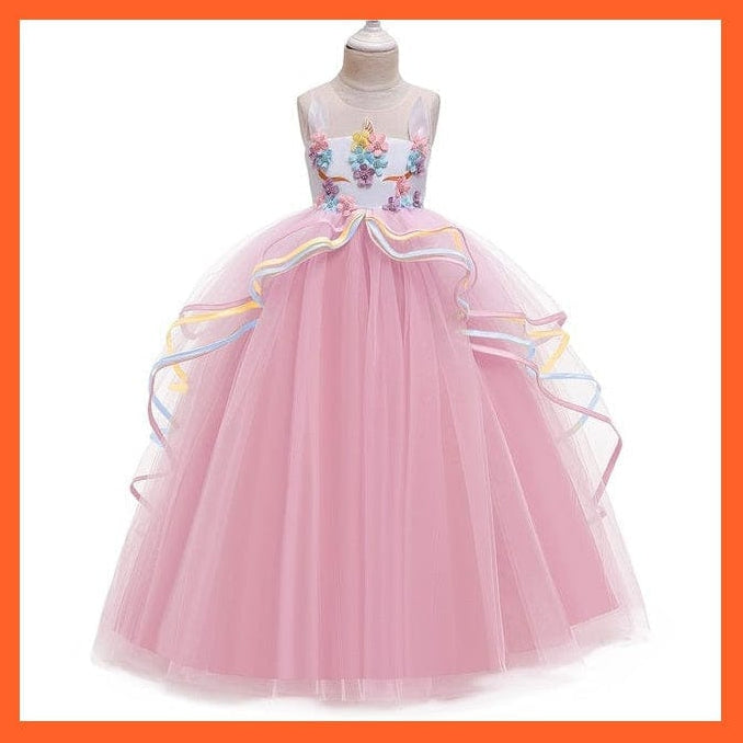 whatagift.com.au Dress 5 Pink / 6T Vintage Girls Flower Dress For Wedding Evening Princess Party