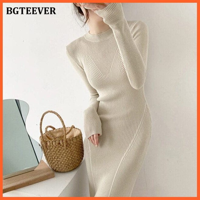 O-Neck Slim Sweaters Bodycon Dress For Women | whatagift.com.au.