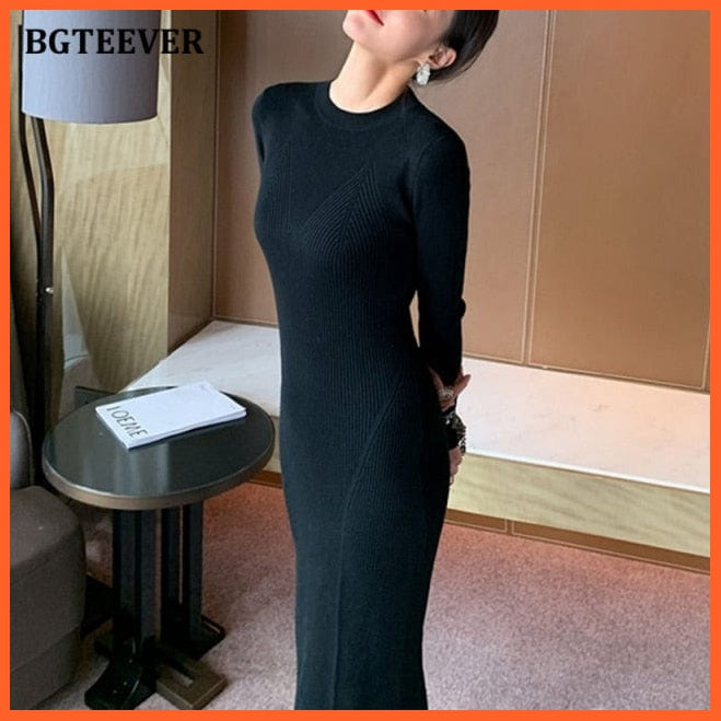 O-Neck Slim Sweaters Bodycon Dress For Women | whatagift.com.au.