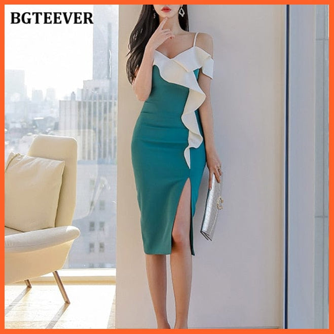 Elegant Patchwork Spaghetti Strap Female Dress For Summer | whatagift.com.au.