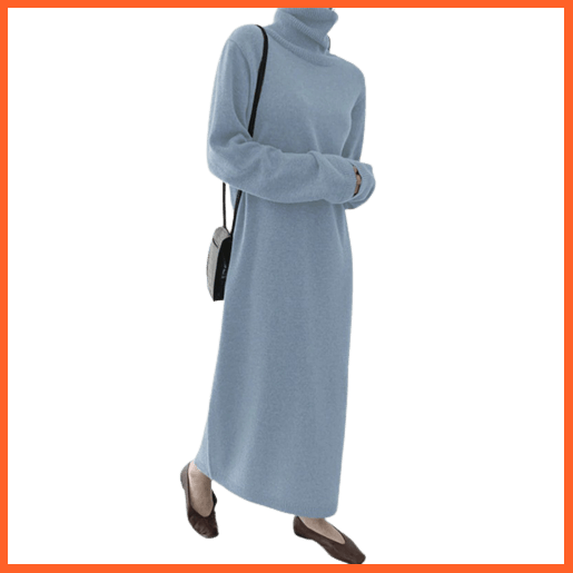 Loose Knitted Sweater Dress For Women | Elegant Turtleneck Long Sleeve Female Dress | whatagift.com.au.