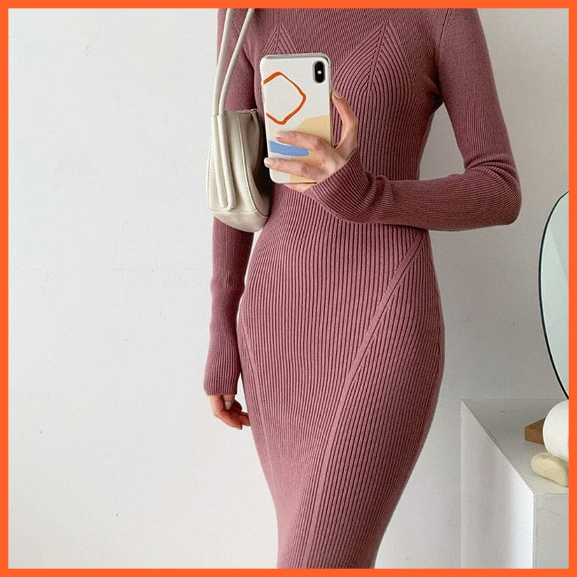 O-Neck Slim Sweaters Bodycon Dress For Women | whatagift.com.au.