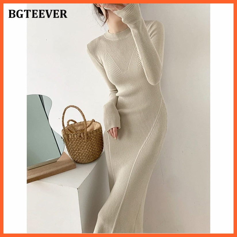 O-Neck Slim Sweaters Bodycon Dress For Women | whatagift.com.au.