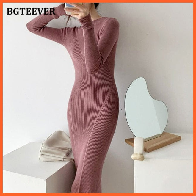 O-Neck Slim Sweaters Bodycon Dress For Women | whatagift.com.au.