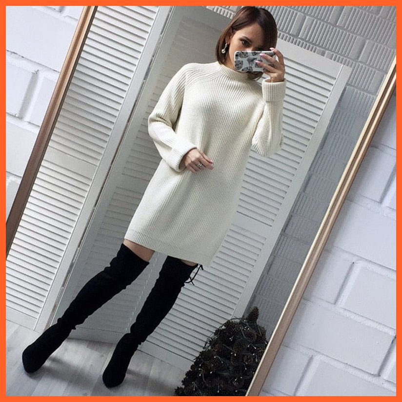 Solid Knitted Cotton Sweater Dresses  For Women | whatagift.com.au.