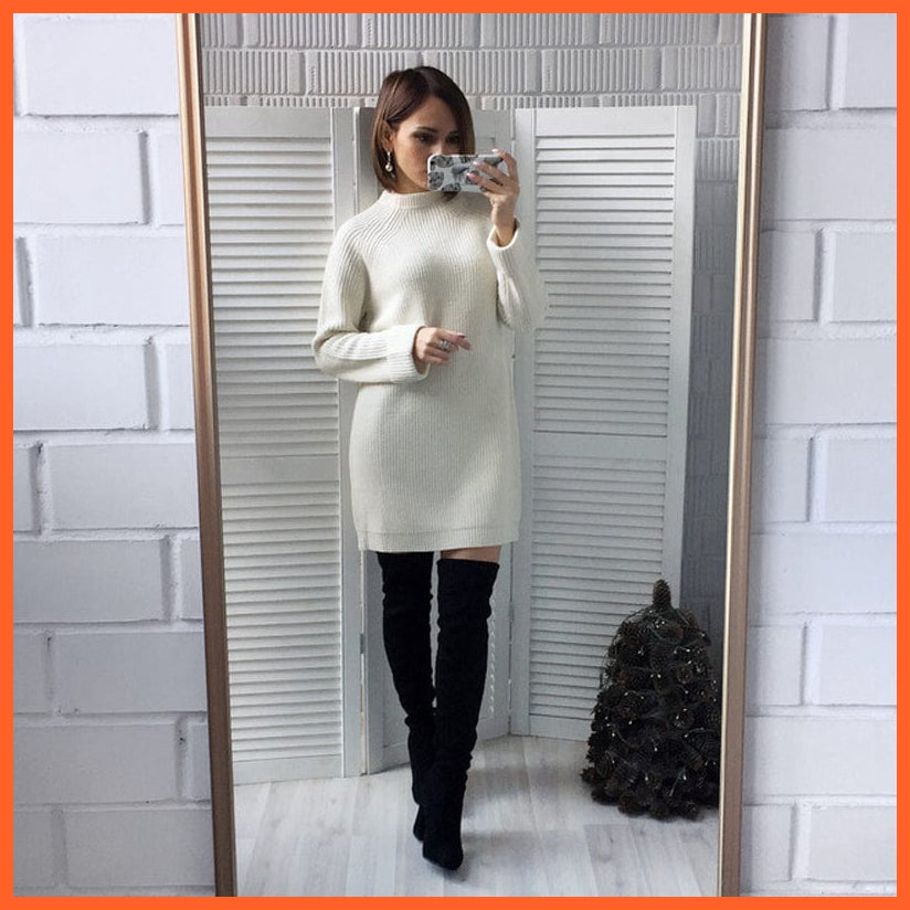 Solid Knitted Cotton Sweater Dresses  For Women | whatagift.com.au.
