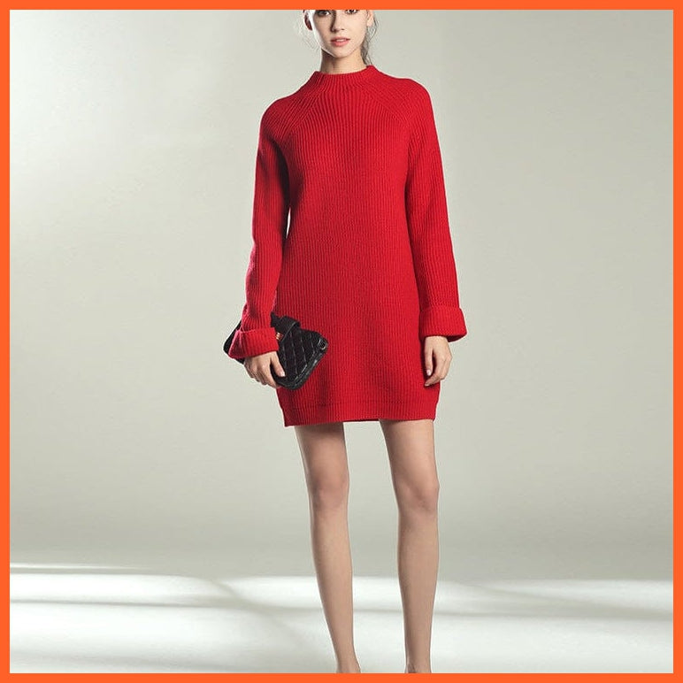 Solid Knitted Cotton Sweater Dresses  For Women | whatagift.com.au.