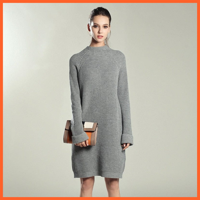 Solid Knitted Cotton Sweater Dresses  For Women | whatagift.com.au.