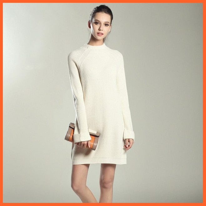 Solid Knitted Cotton Sweater Dresses  For Women | whatagift.com.au.