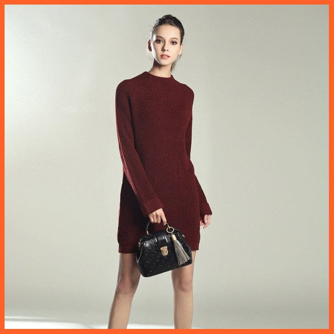 Solid Knitted Cotton Sweater Dresses  For Women | whatagift.com.au.