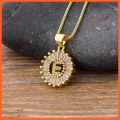 Girls Initial Letter Necklace | Nitial Letter Necklace 26 Letters Charm Gold Name Necklace Pendant Top Quality Copper Zircon Jewellery | whatagift.com.au.