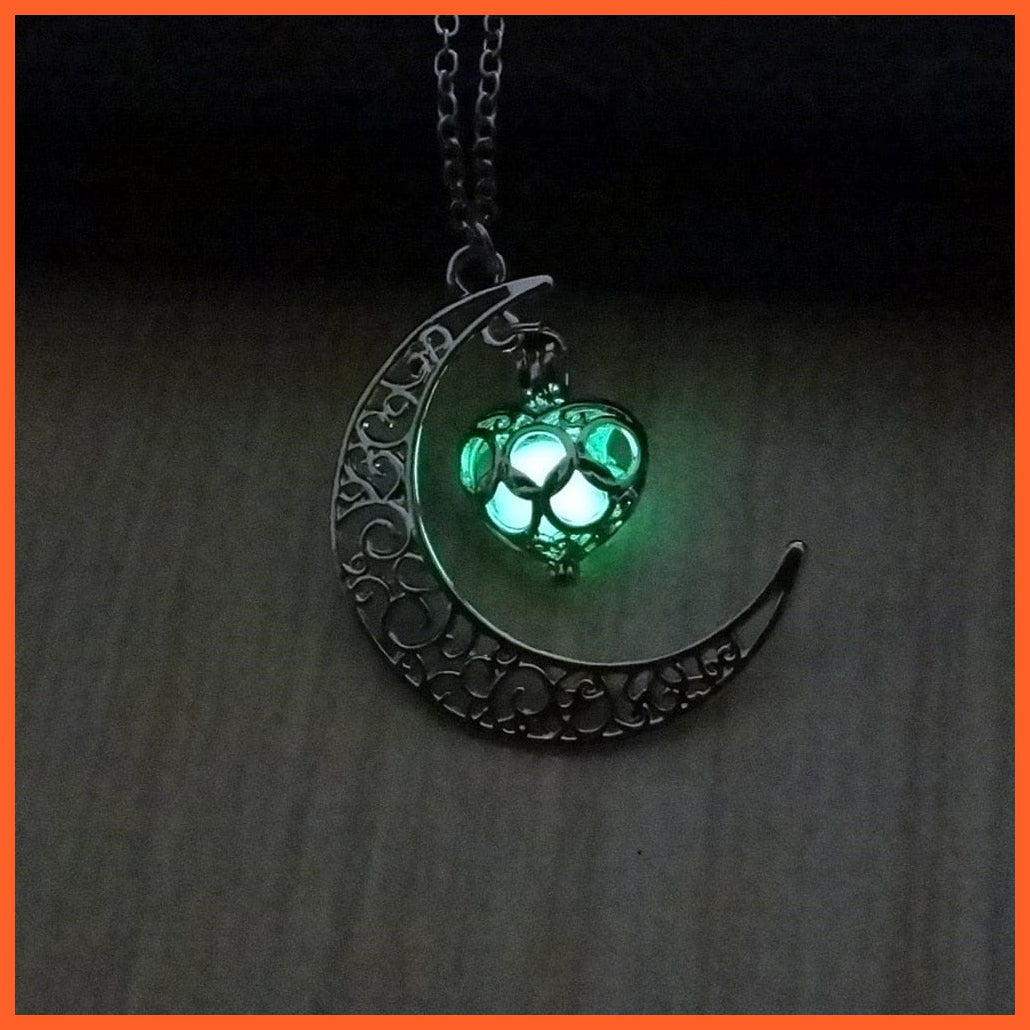 whatagift.com.au E Moon Glowing Necklace | Glow in the Dark Halloween Pendant