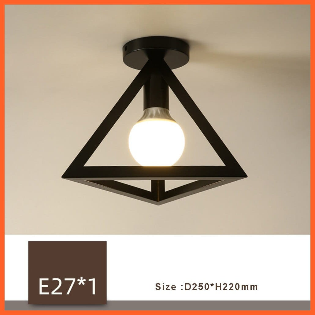 whatagift.com.au E No with Bulb / China Retro Loft E27 LED Ceiling Lamp | Indoor Cage Vintage Ceiling Lighting