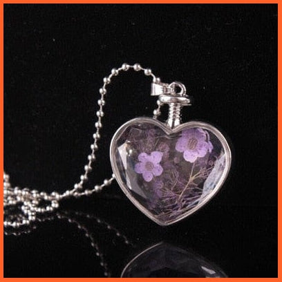 whatagift.com.au E1 1Pcs Heart Shaped Dried Preserved Fresh Flower Charms Resin Pendant