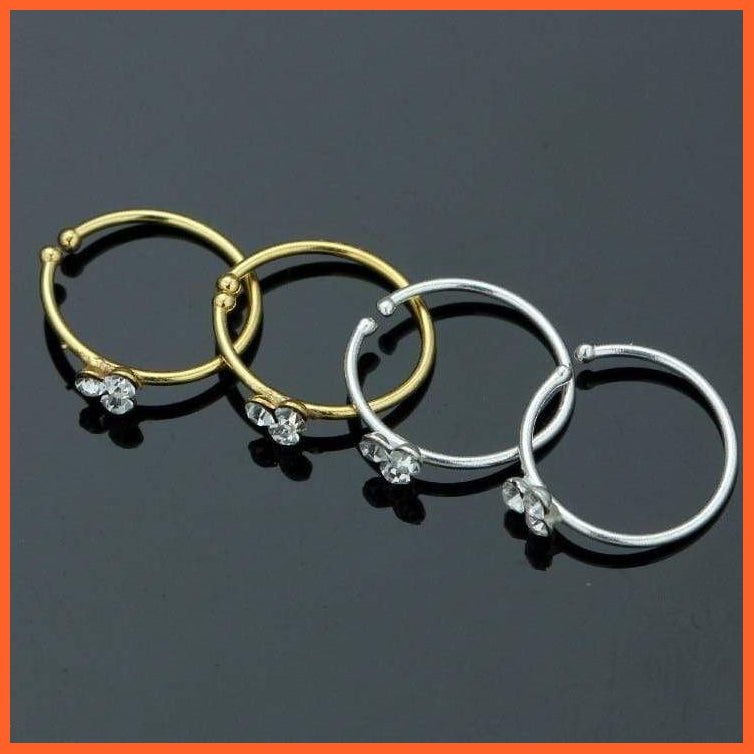 20Pcs/Pack 925 Sterling Silver With 3 Crystal Nose Rings | whatagift.com.au.
