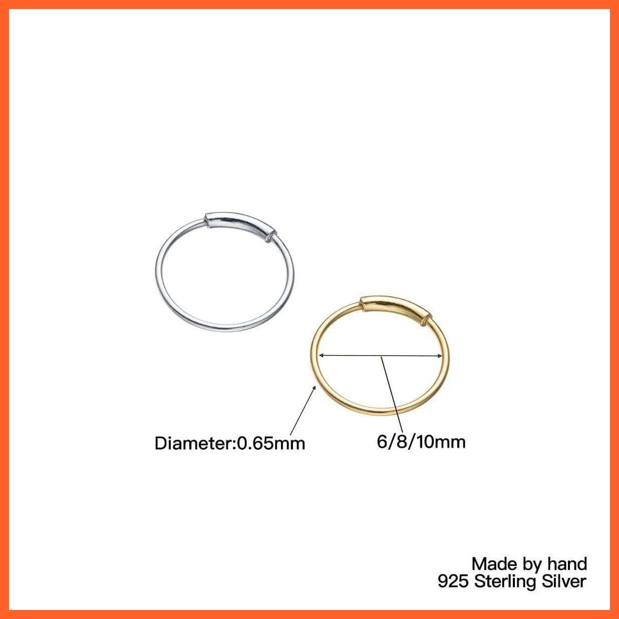 Silver Nose Hoop Rings In 3 Different Size | 925 Sterling Silver Classic Trendy Nose Ring | whatagift.com.au.