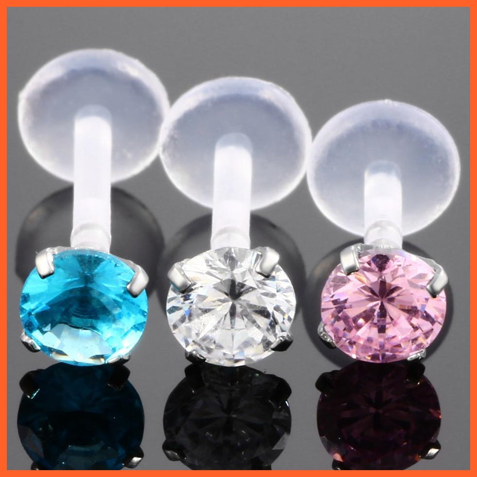 Tragus Bioplast Crystal Lip Ring | Lip Stud Labret Ring | whatagift.com.au.