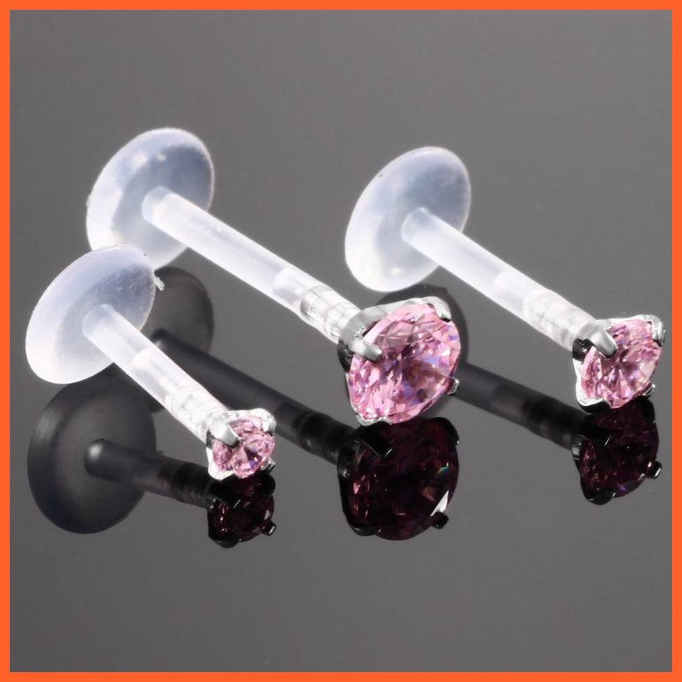 Tragus Bioplast Crystal Lip Ring | Lip Stud Labret Ring | whatagift.com.au.