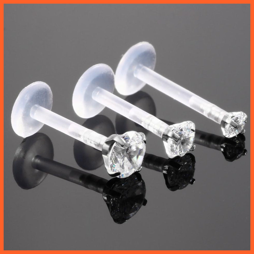 Tragus Bioplast Crystal Lip Ring | Lip Stud Labret Ring | whatagift.com.au.