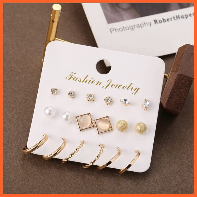 Fashion Gold Heart Butterfly Stud Earrings Set For Women | Trendy Acrylic Resin Pearl Stud Earrings Party Jewellery | whatagift.com.au.