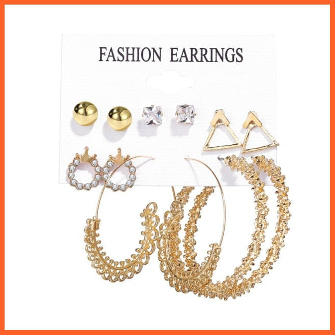 Fashion Pearl Gold Earrings Set For Women | Acrylic Flower Drop Earring Vintage Geometric Jewellery Gifts | whatagift.com.au.