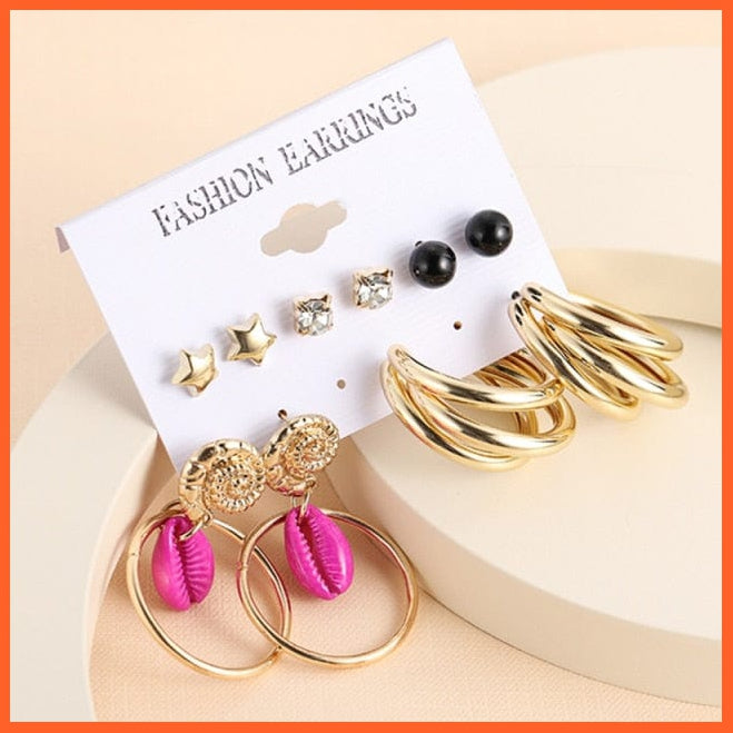 Fashion Gold Heart Butterfly Stud Earrings Set For Women | Trendy Acrylic Resin Pearl Stud Earrings Party Jewellery | whatagift.com.au.