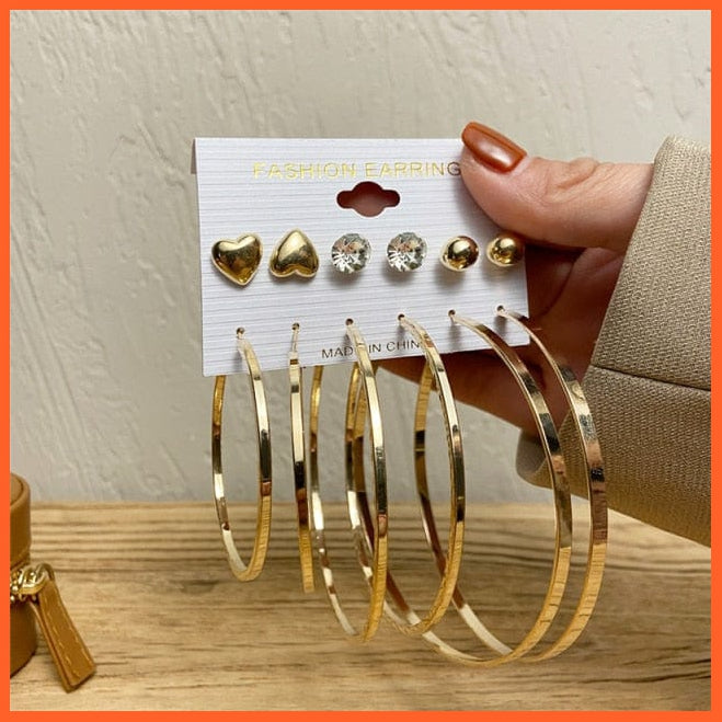 Vintage Geometric Metal Hoop Earrings Set For Women | Gold Silver Color Circle Hoop Earrings Hot Jewellery Gifts | whatagift.com.au.