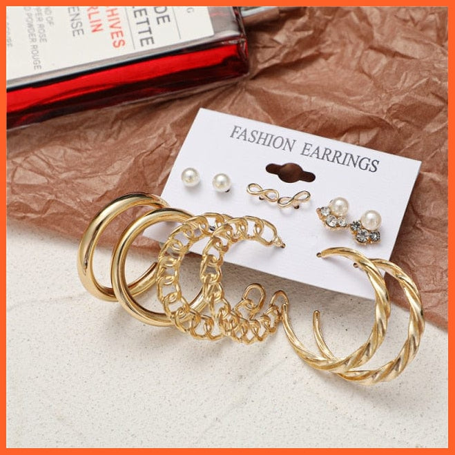 Trendy Exquisite Pearl Metal Earrings Set For Women | Geometric Circle Dangle Drop Earrings Acrylic Set Of Earrings Jewellery Gifts | whatagift.com.au.