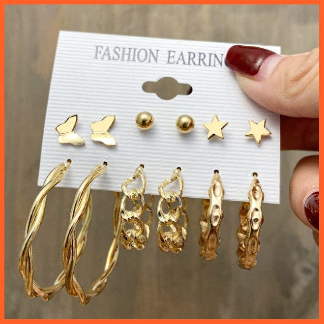 Trendy Big Pearl Drop Earrings Set For Women | Fashion Gold Geometric Circle Chain  Set Of Earrings Jewellery Gifts | whatagift.com.au.