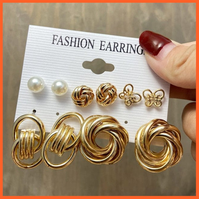 Trendy Big Pearl Drop Earrings Set For Women | Fashion Gold Geometric Circle Chain  Set Of Earrings Jewellery Gifts | whatagift.com.au.