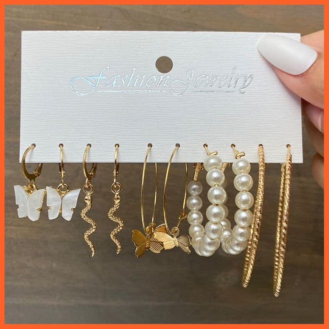 Trendy Big Pearl Drop Earrings Set For Women | Fashion Gold Geometric Circle Chain  Set Of Earrings Jewellery Gifts | whatagift.com.au.