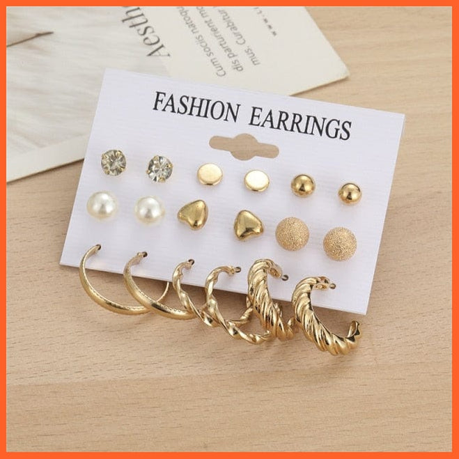 Fashion Gold Heart Butterfly Stud Earrings Set For Women | Trendy Acrylic Resin Pearl Stud Earrings Party Jewellery | whatagift.com.au.