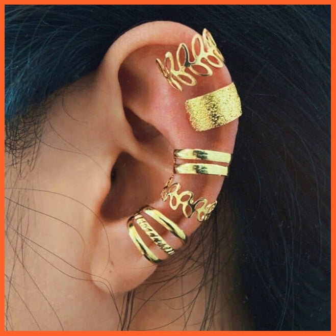 Punk Gold Animal Snake Clip Earrings Ear Clip Without Piercing For Women | Fake Piercing Ear Cuffs Trendy Jewellery Gifts | whatagift.com.au.