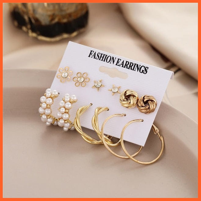 Fashion Gold Heart Butterfly Stud Earrings Set For Women | Trendy Acrylic Resin Pearl Stud Earrings Party Jewellery | whatagift.com.au.