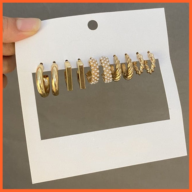 Fashion Gold Heart Butterfly Stud Earrings Set For Women | Trendy Acrylic Resin Pearl Stud Earrings Party Jewellery | whatagift.com.au.