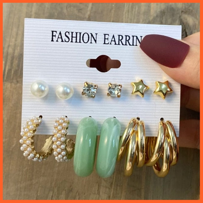 Fashion Gold Heart Butterfly Stud Earrings Set For Women | Trendy Acrylic Resin Pearl Stud Earrings Party Jewellery | whatagift.com.au.