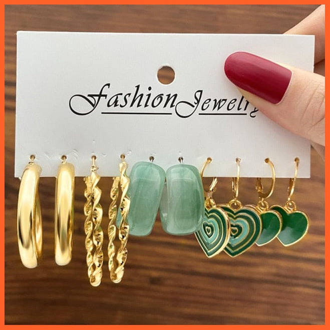 Vintage Gold Silver Color Metal Chain Hoop Earrings Set For Women | Fashion Pearl Circle Hoop Earrings Trendy Jewellery Gifts | whatagift.com.au.