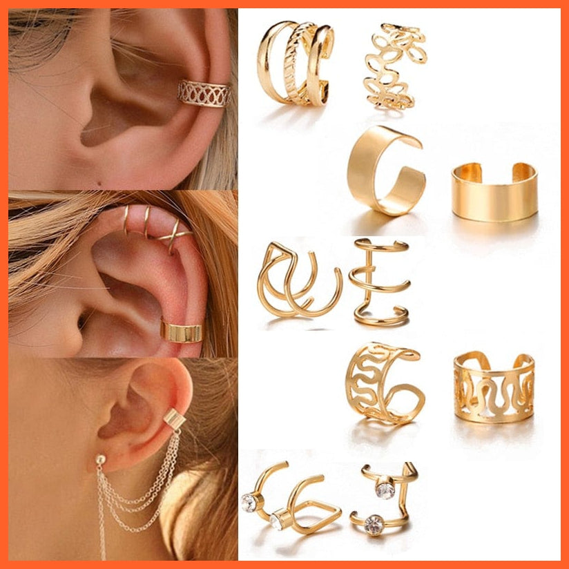 Ear Cuff Gold Leaves Non-Piercing Ear Clips | Fake Cartilage Earrings Clip Earrings For Women Jewellery Gifts | whatagift.com.au.