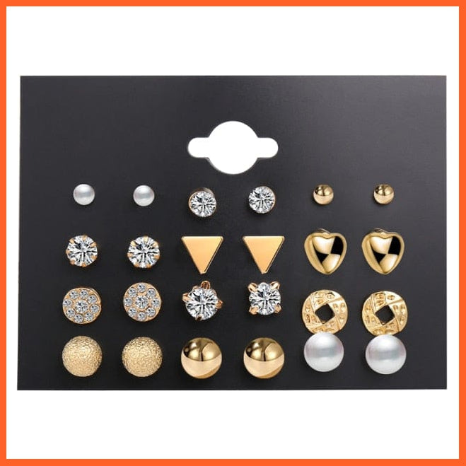 Fashion Gold Heart Butterfly Stud Earrings Set For Women | Trendy Acrylic Resin Pearl Stud Earrings Party Jewellery | whatagift.com.au.