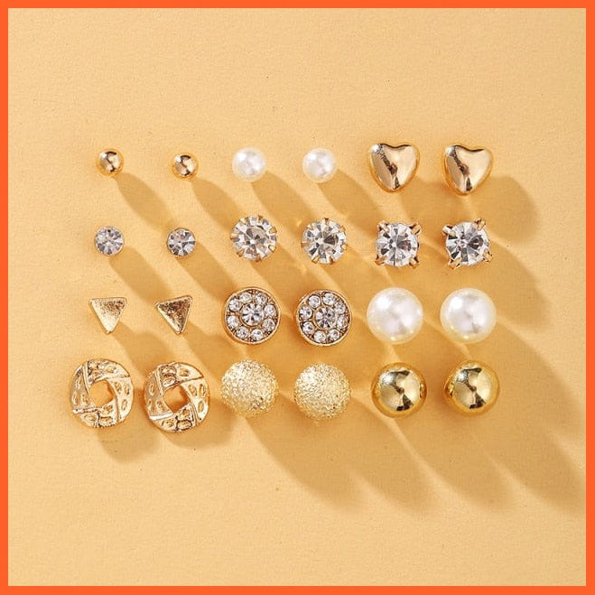 Vintage Cubic Zirconia Round Stud Earrings Set For Women | Silver Color Crystal Rhinestone Bow Earrings Jewellery Gifts | whatagift.com.au.