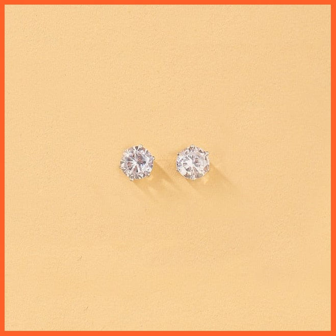 Vintage Cubic Zirconia Round Stud Earrings Set For Women | Silver Color Crystal Rhinestone Bow Earrings Jewellery Gifts | whatagift.com.au.
