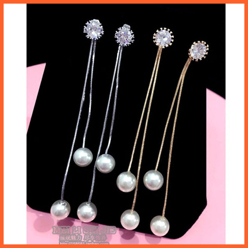 whatagift.com.au earrings women Elegant Women Long Earring CZ Pearl Charm Snake Chain Tassel Earring