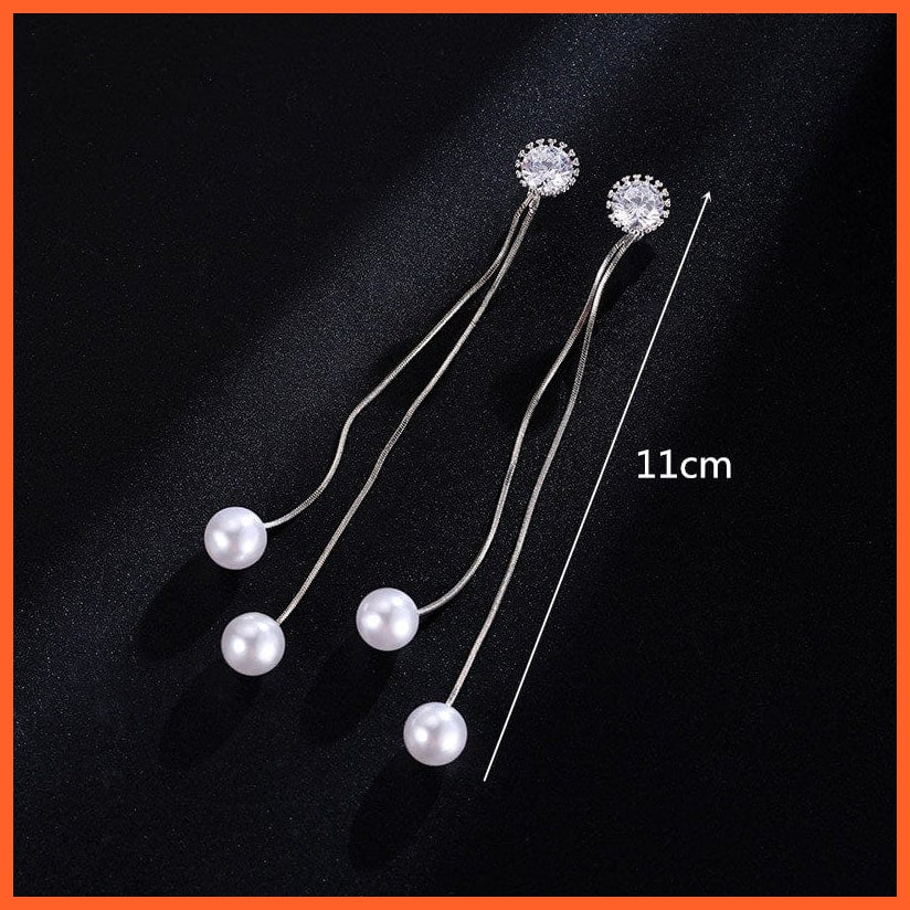 whatagift.com.au earrings women Elegant Women Long Earring CZ Pearl Charm Snake Chain Tassel Earring