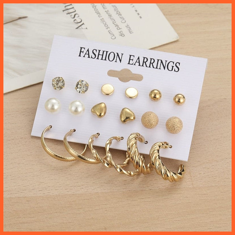 Fashion Gold Heart Butterfly Stud Earrings Set For Women | Trendy Acrylic Resin Pearl Stud Earrings Party Jewellery | whatagift.com.au.