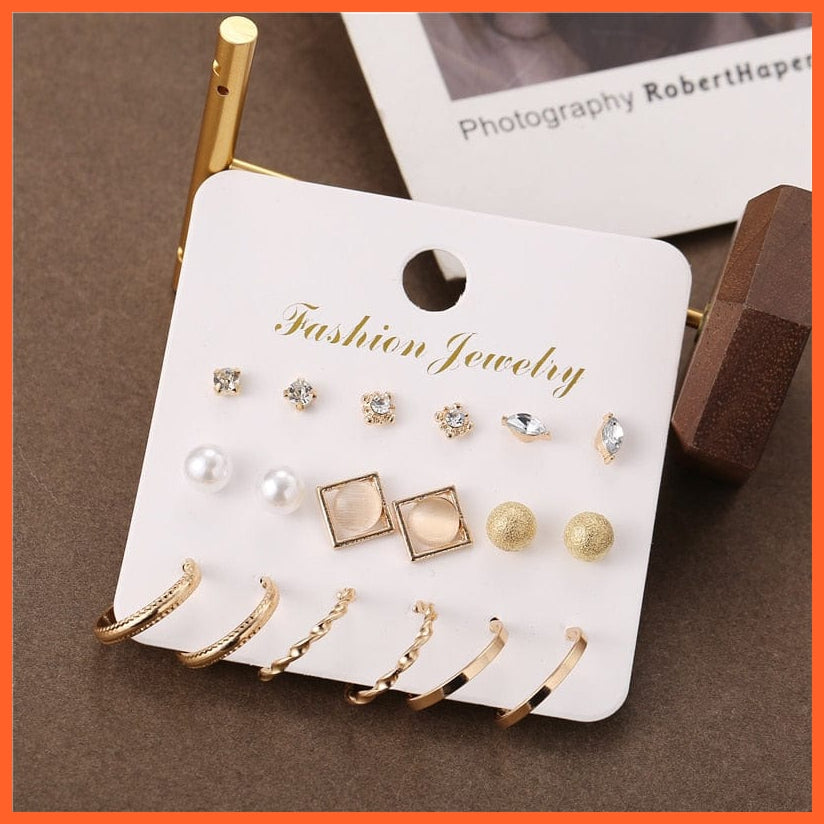 Fashion Gold Heart Butterfly Stud Earrings Set For Women | Trendy Acrylic Resin Pearl Stud Earrings Party Jewellery | whatagift.com.au.