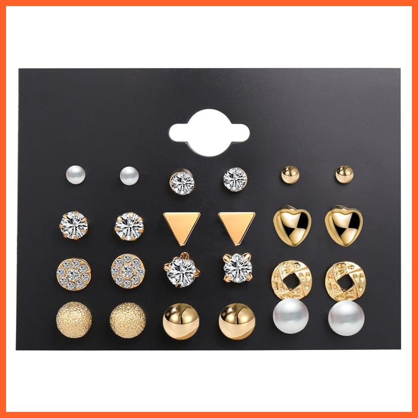 Fashion Gold Heart Butterfly Stud Earrings Set For Women | Trendy Acrylic Resin Pearl Stud Earrings Party Jewellery | whatagift.com.au.