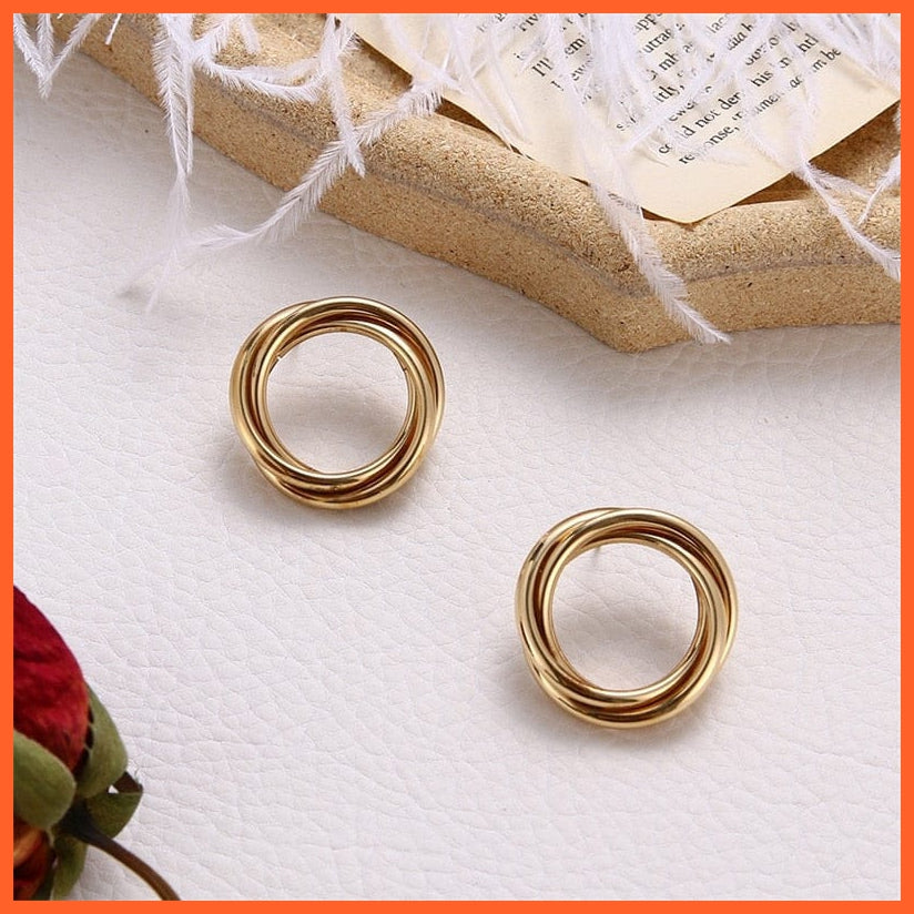 Fashion Gold Stud Earrings Vintage Knot Earrings For Women | Geometric Twisted Love Small Earring Minimalist Jewellery Gifts | whatagift.com.au.
