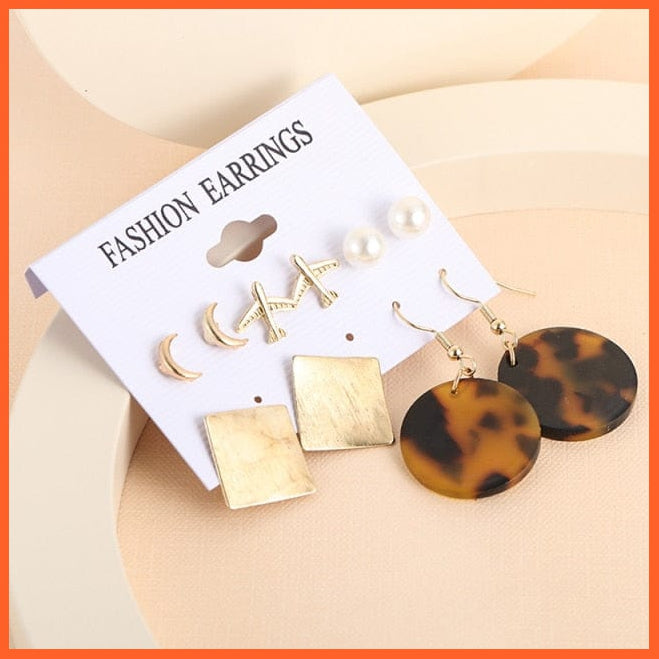 Fashion Gold Heart Butterfly Stud Earrings Set For Women | Trendy Acrylic Resin Pearl Stud Earrings Party Jewellery | whatagift.com.au.