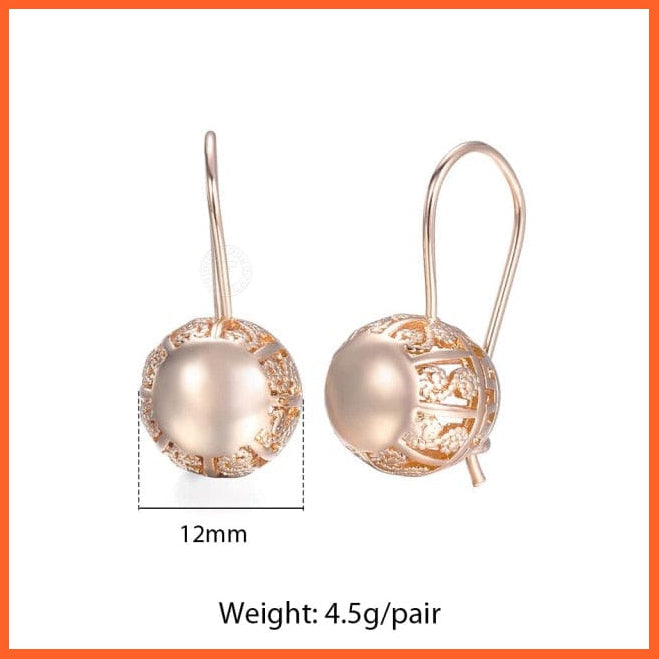 Hot Cut Out Ball Earrings For Women | Girls 585 Rose Gold Woman Zircon Dangle Earrings | Wedding Party Exquisite Jewellery Gifts | whatagift.com.au.