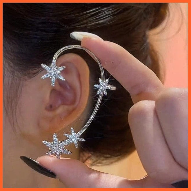 Gold Silver Color Metal Ear Clip For Women | Sweet Exquisite Sparkling Zircon Butterfly Ear Cuff Clip Earring French Style Jewellery Gifts | whatagift.com.au.